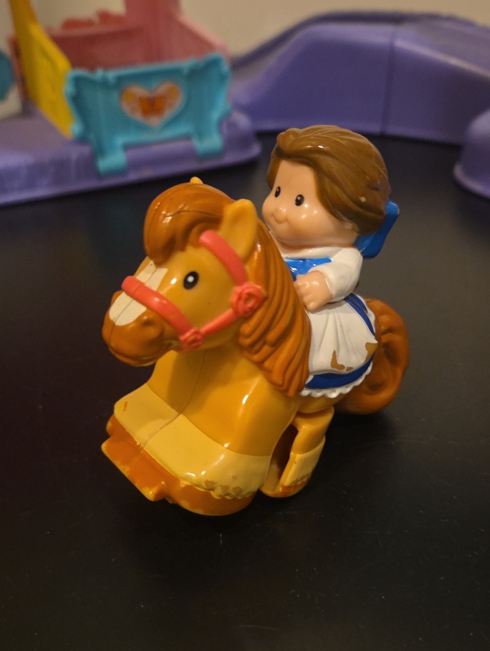 Little People Disney Princess Belle Klip Klop Horse White And Blue Dress *Read*